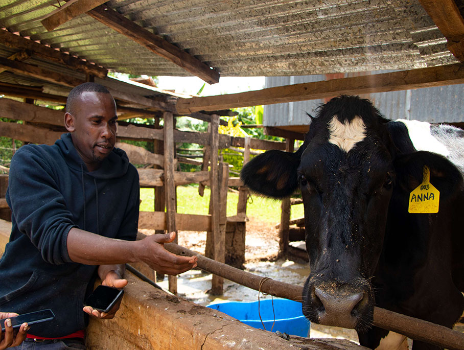 George Kairu with Annah at his farm